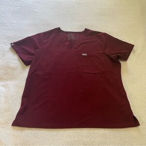 Figs  Burgundy V-Neck  Scrubs  Size‎ L